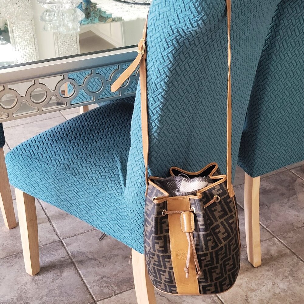 Fendi Zucca Draw String Bucket CrossbodyBag